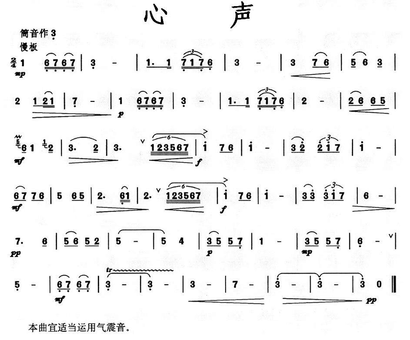 中国乐谱网——【笛箫曲谱】心声