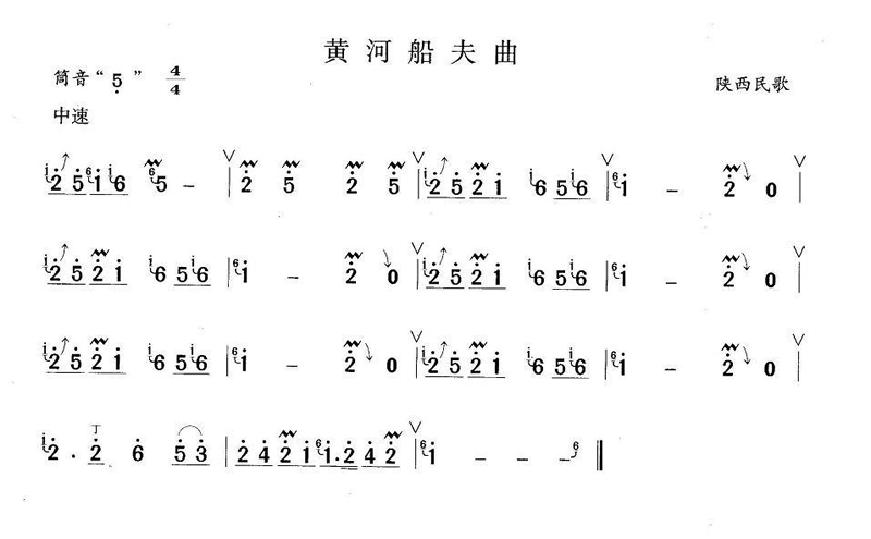 中国乐谱网——【笛箫曲谱】黄河船夫曲
