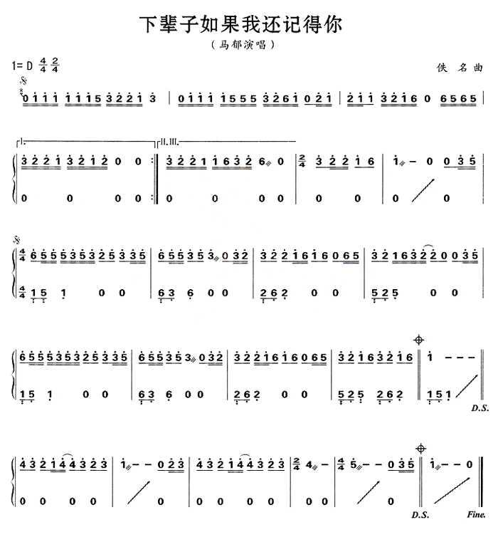 中国乐谱网——【古筝】下辈子如果我还记得你