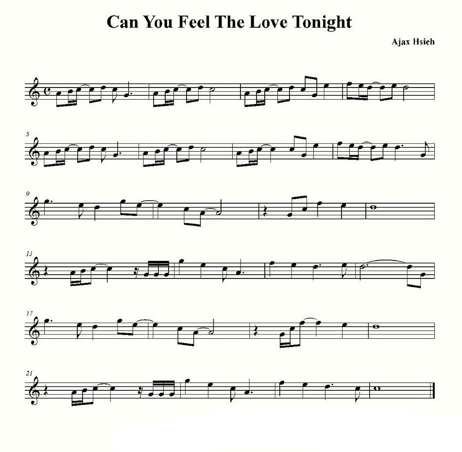 中国乐谱网——【萨克斯谱】can you feel the love tonight