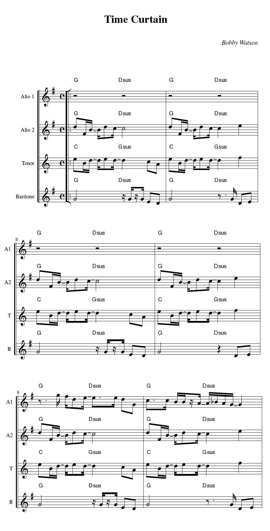 中国乐谱网——【萨克斯谱】29th Street Saxophone Quartet - Time curtain（四重奏）