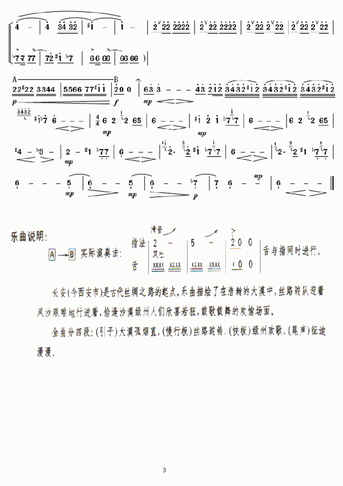 中国乐谱网——【笛箫曲谱】大漠3