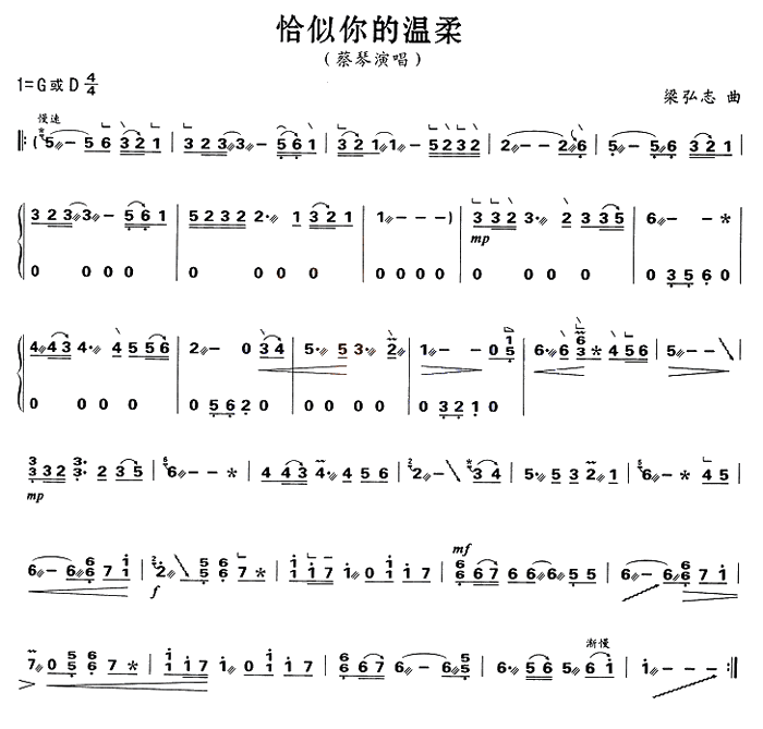 中国乐谱网——【古筝】恰似你的温柔
