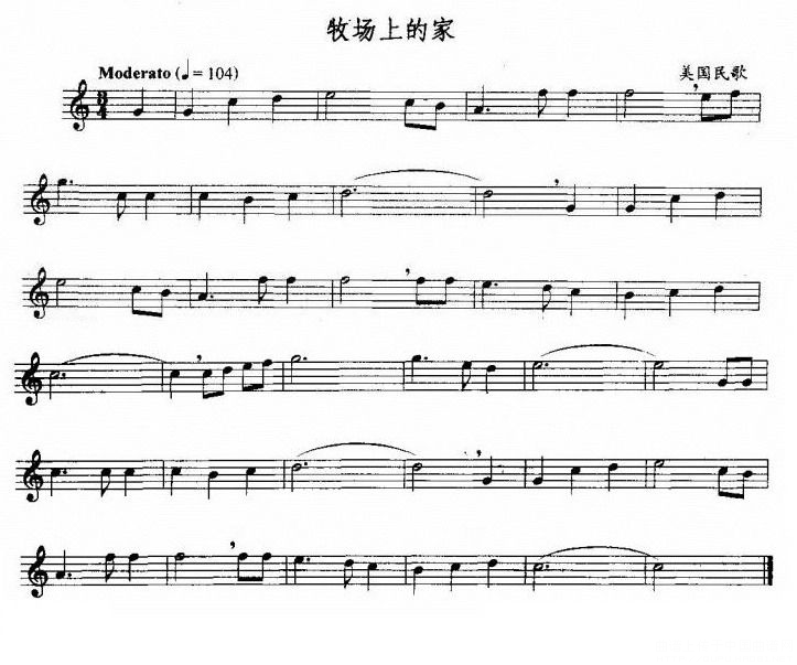 中国乐谱网——【萨克斯谱】牧场上的家