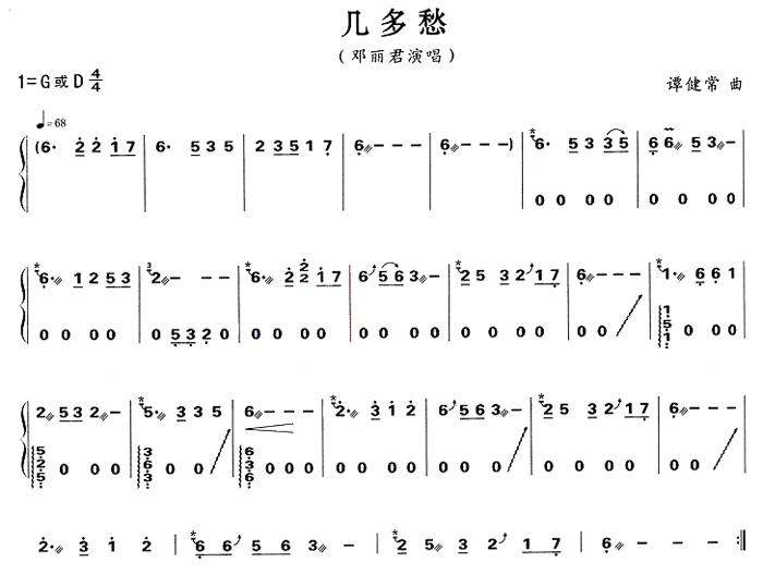 中国乐谱网——【古筝】几多愁