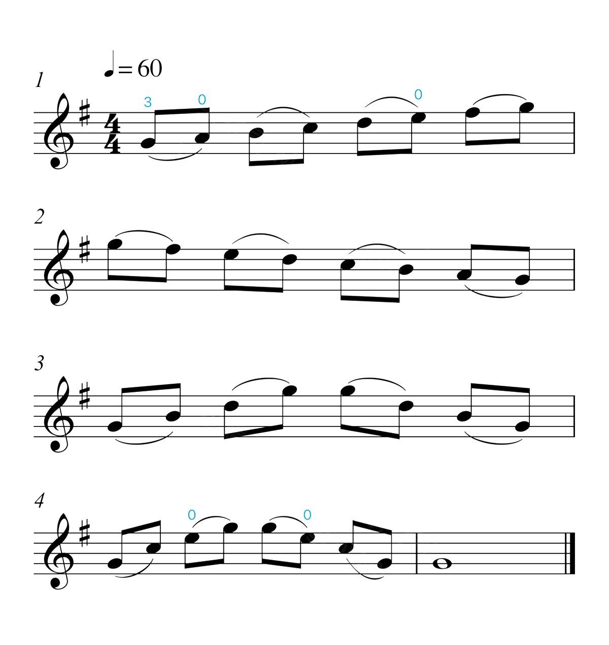 中音协小提琴考级1级音阶01-G大调乐谱