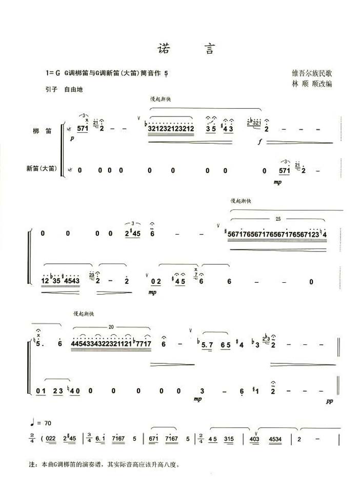 中国乐谱网——【笛箫曲谱】诺言