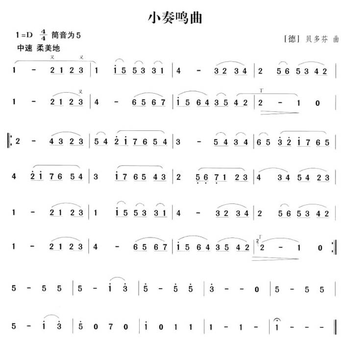 中国乐谱网——【胡琴谱】小奏鸣曲